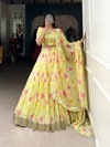 LNB1036 Tabby Silk Floral Print With Lace Touch Up Lehenga With Blouse Dupatta Wholesale In India
